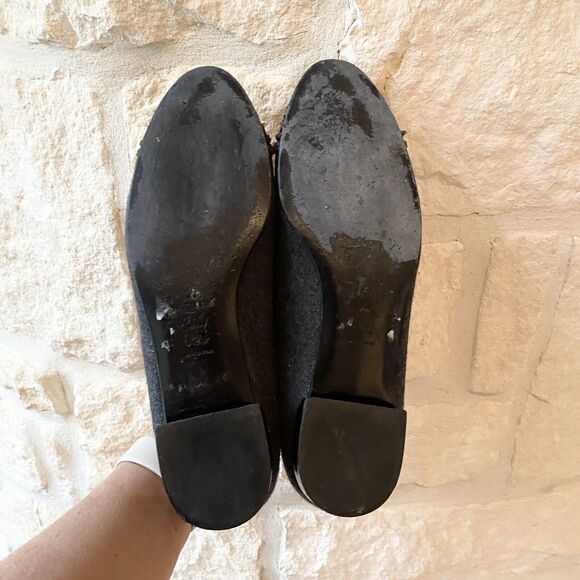 STUART WEITZMAN Ballet Flat Womens 7.5M Legacy Wool Shoes Gray Black Cap Toe - Picture 5 of 6